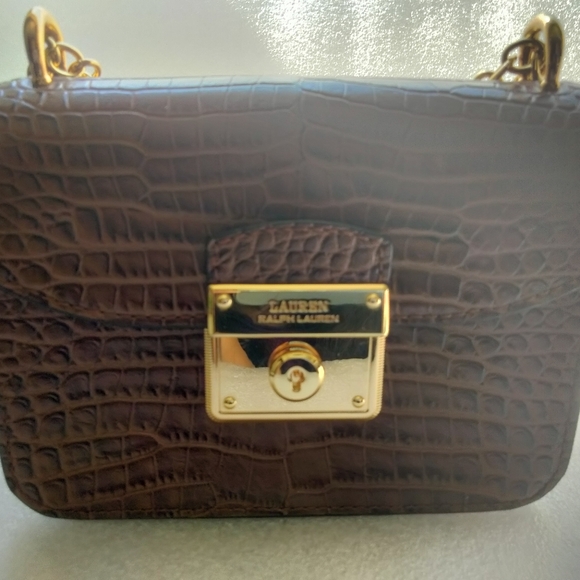 Lauren Ralph Lauren Brown Croc Crossbody - Picture 4 of 12